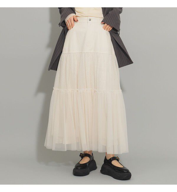 Ray BEAMS 「Ray BEAMS / チュール キリカエ ティアード スカート」|スカート|