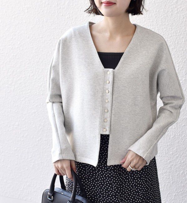 SHIPS for women「*〈手洗い可能〉フロント ビジュー ボタン ダンボール カーディガン◇」|カーディガン|