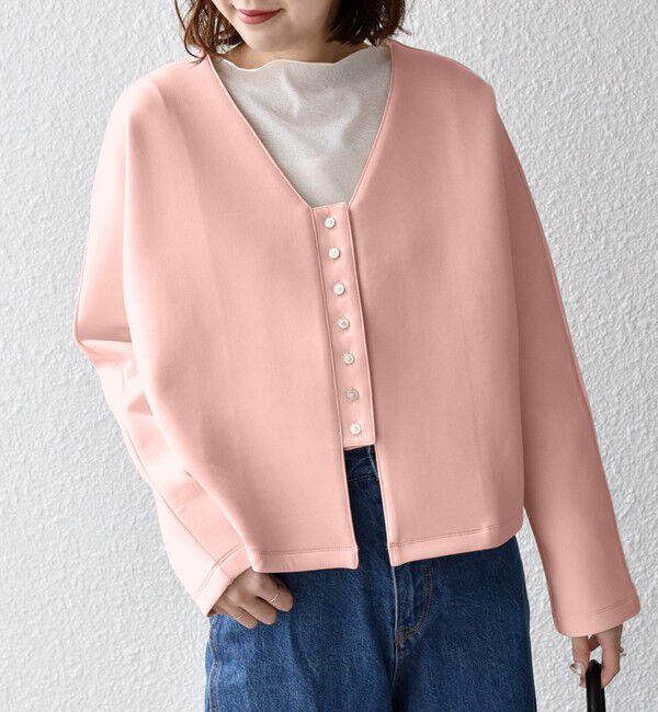 SHIPS for women「*〈手洗い可能〉フロント ビジュー ボタン ダンボール カーディガン◇」|カーディガン|
