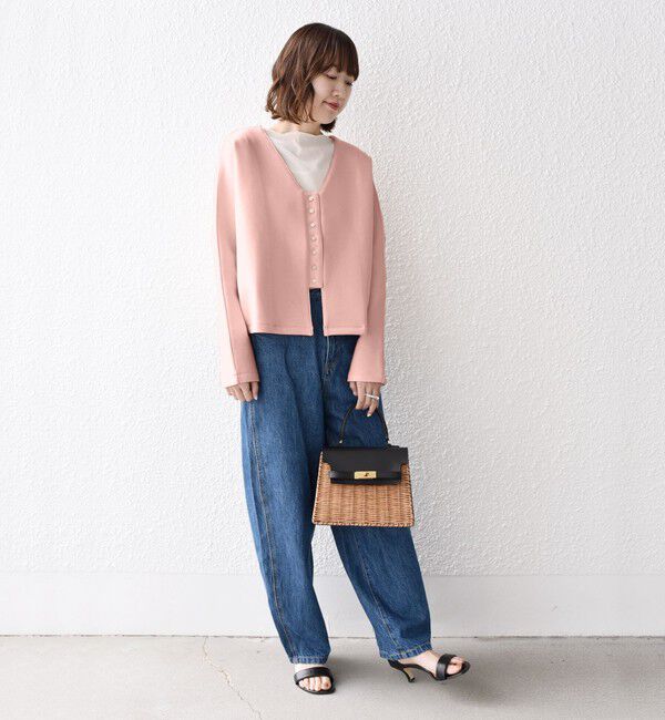SHIPS for women「*〈手洗い可能〉フロント ビジュー ボタン ダンボール カーディガン◇」|カーディガン|