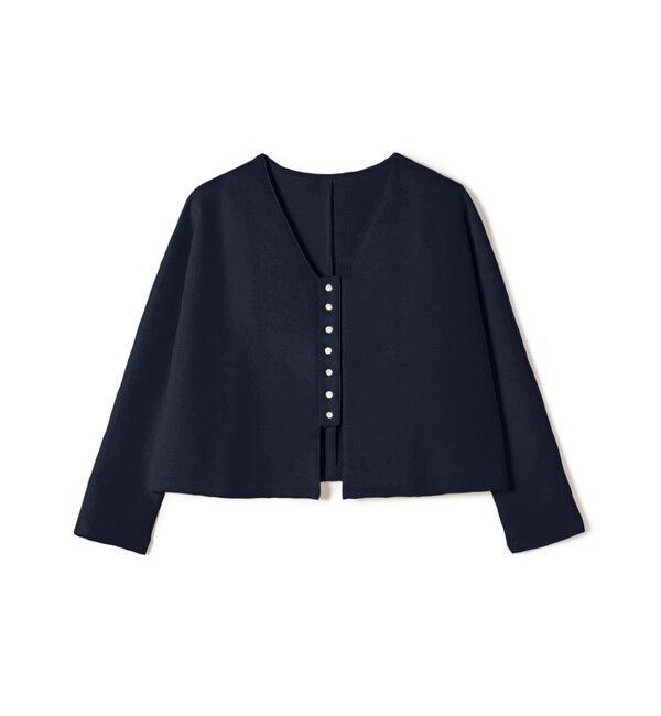 SHIPS for women「*〈手洗い可能〉フロント ビジュー ボタン ダンボール カーディガン◇」|カーディガン|