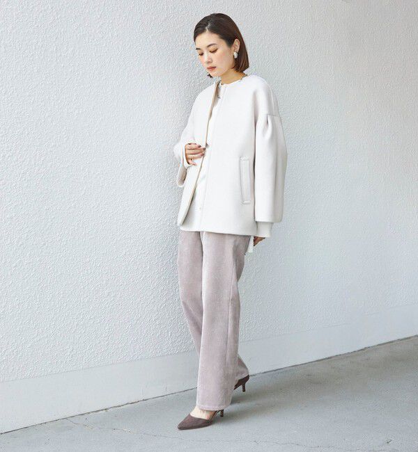 SHIPS for women「Bellandi SUPER130 コクーン ショート コート ◇」|ノーカラーコート|