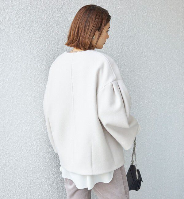 SHIPS for women「Bellandi SUPER130 コクーン ショート コート ◇」|ノーカラーコート|