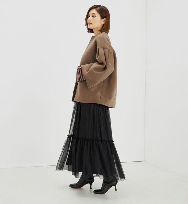 SHIPS for women「Bellandi SUPER130 コクーン ショート コート ◇」|ノーカラーコート|