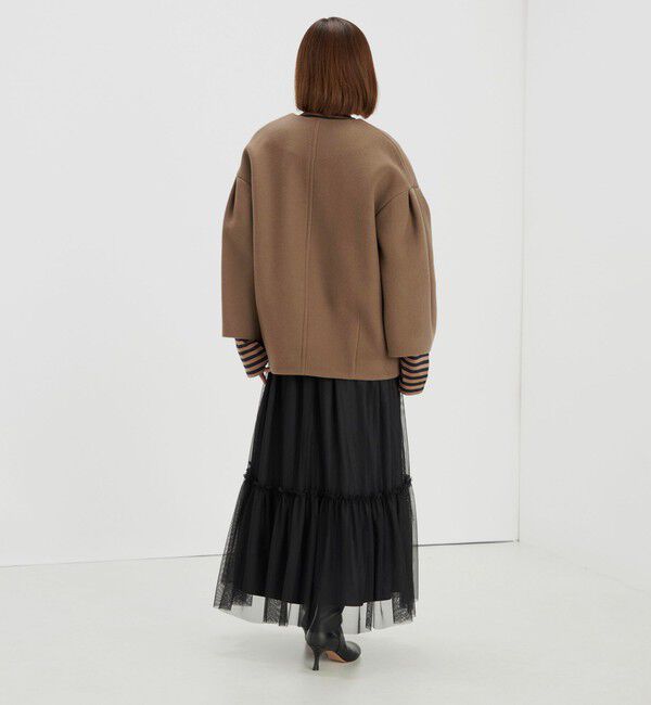 SHIPS for women「Bellandi SUPER130 コクーン ショート コート ◇」|ノーカラーコート|