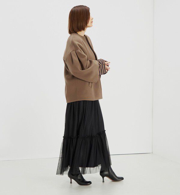 SHIPS for women「Bellandi SUPER130 コクーン ショート コート ◇」|ノーカラーコート|