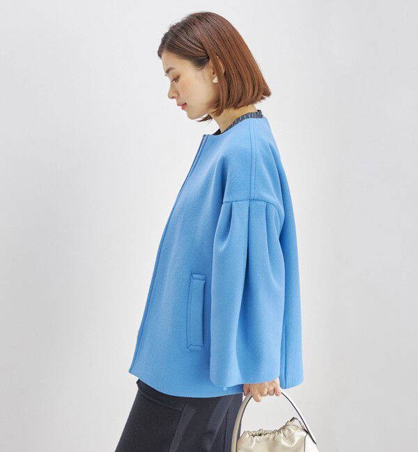 SHIPS for women「Bellandi SUPER130 コクーン ショート コート ◇」|ノーカラーコート|