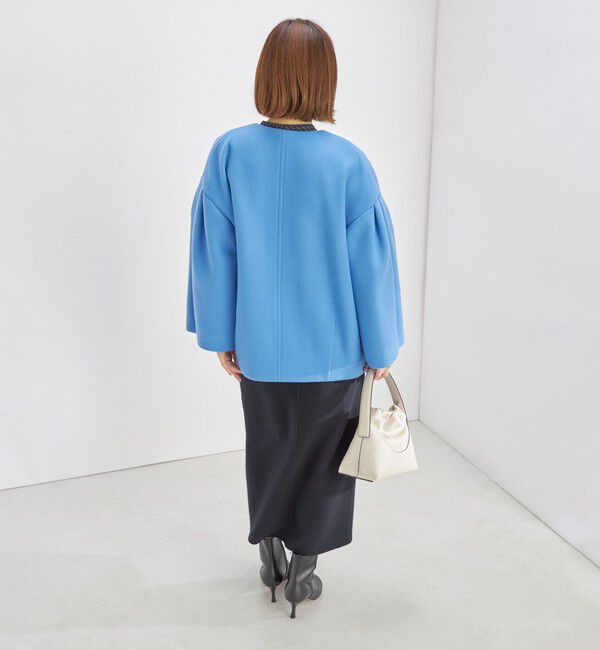 SHIPS for women「Bellandi SUPER130 コクーン ショート コート ◇」|ノーカラーコート|