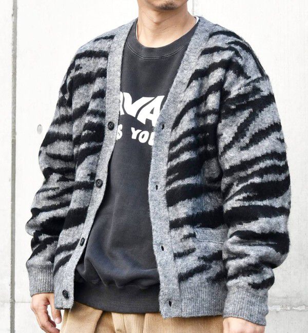 SHIPS any「SHIPS any: シャギー パターン ユニセックス ニット カーディガン 23AW◇」|カーディガン|チャコールグレー