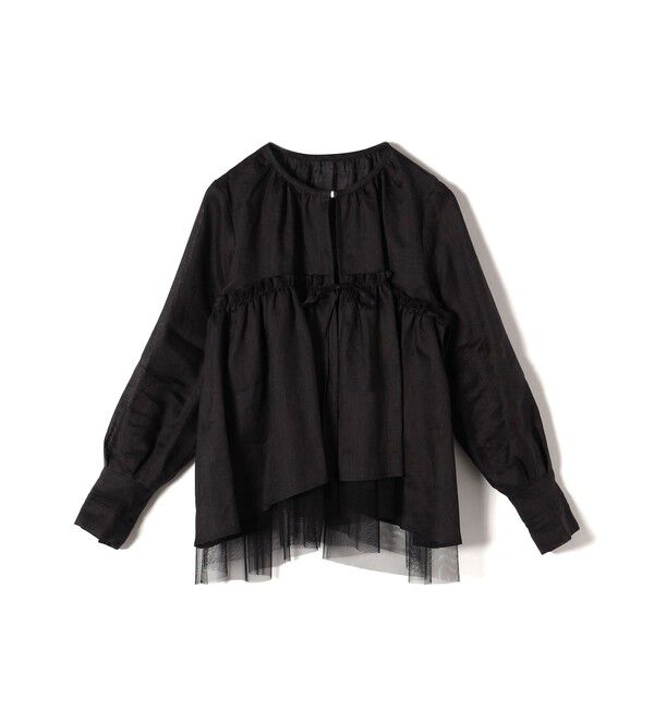 SHIPS for women「*〈手洗い可能〉ペーパー リネン フリル 羽織 ブラウス」|シャツ・ブラウス|