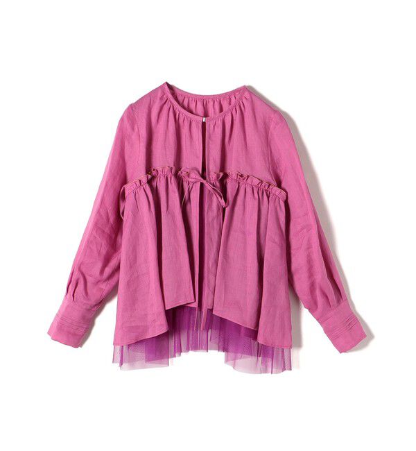 SHIPS for women「*〈手洗い可能〉ペーパー リネン フリル 羽織 ブラウス」|シャツ・ブラウス|