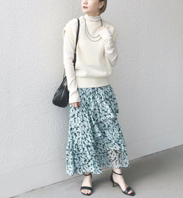 SHIPS for women「〈手洗い可能〉フラワー プリント ティアード スカート 24SS ◇」|スカート|