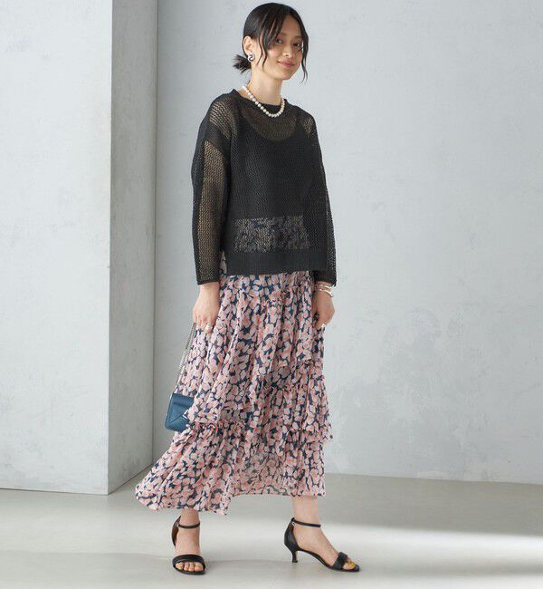 SHIPS for women「〈手洗い可能〉フラワー プリント ティアード スカート 24SS ◇」|スカート|