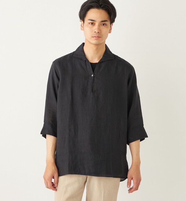SHIPS Colors 「SHIPS Colors:〈洗濯機可能〉リネン カプリ プルオーバー シャツ」|シャツ・ブラウス|ブラック
