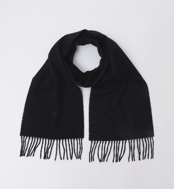 SHIPS「【WEB限定/SHIPS別注】John Scott: ワンポイント ロゴ ラムウール マフラー」|マフラー|ブラック