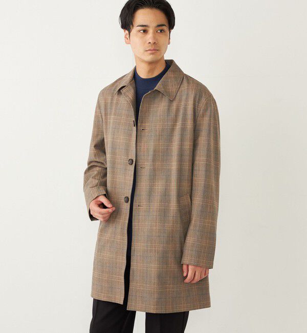 SHIPS Colors 「SHIPS Colors:ステンカラー コート チェック◇」|ステンカラーコート|ブラウン