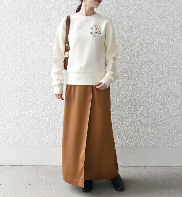 一部追加予約》SHIPS any:〈手洗い可能〉裏起毛 ビジュー クルーネック