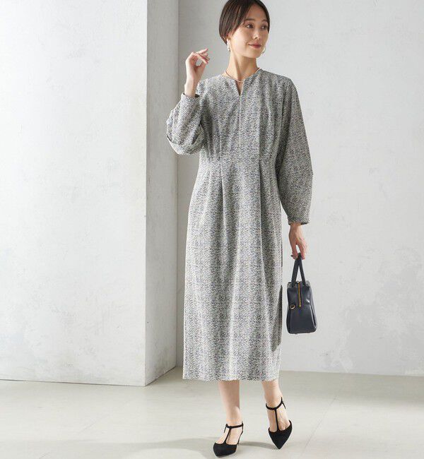 SHIPS for women「〈手洗い可能〉起毛 レース Iライン ワンピース」|ワンピース|ブラック