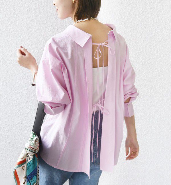 SHIPS for women「【WEB限定】〈洗濯機可能〉バックデザイン レギュラーカラー シャツ」|シャツ・ブラウス|ピンク系