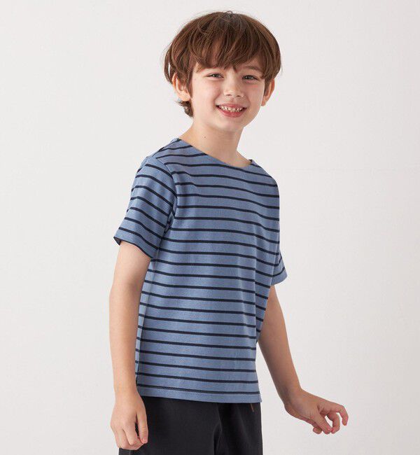 SHIPS any「SHIPS any:  マリンボーダー ボートネック Tシャツ<KIDS>」|Tシャツ・カットソー|ネイビー