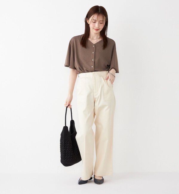 SHIPS Colors 「SHIPS Colors:〈手洗い可能〉リネンライク フレアスリーブ トップス」|Tシャツ・カットソー|