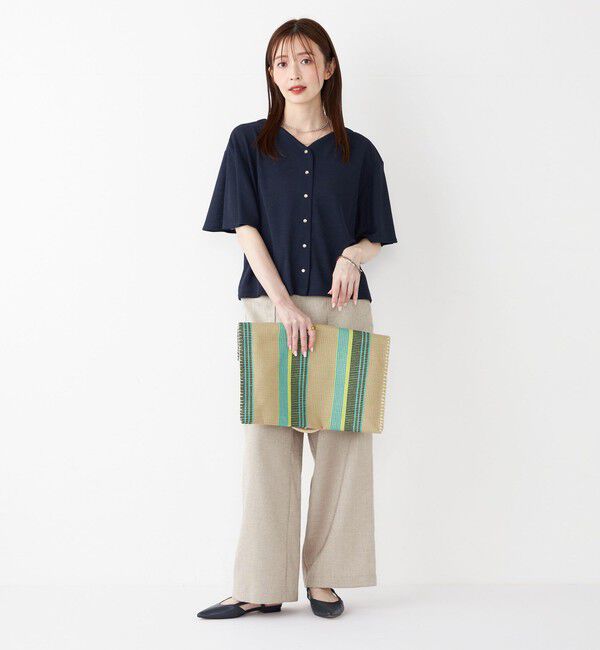 SHIPS Colors 「SHIPS Colors:〈手洗い可能〉リネンライク フレアスリーブ トップス」|Tシャツ・カットソー|