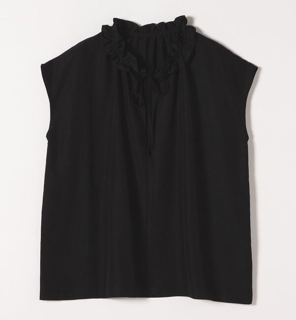 quaranciel「quaranciel:〈洗濯機可能〉フリルカラー リボン フレンチスリーブ ブラウス」|シャツ・ブラウス|