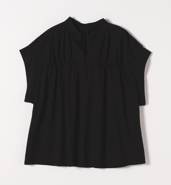 quaranciel「quaranciel:〈手洗い可能〉ギャザー スキッパー バンドカラー プルオーバー」|Tシャツ・カットソー|