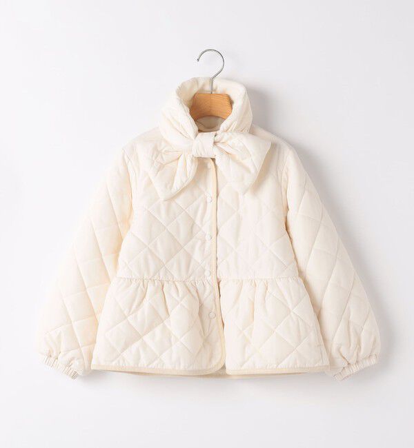 SHIPS KIDS「SHIPS KIDS:140～150cm /〈洗濯機可能〉 キルト ペプラム ジャケット」|ノーカラーコート|