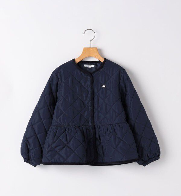 SHIPS KIDS「SHIPS KIDS:140～150cm /〈洗濯機可能〉 キルト ペプラム ジャケット」|ノーカラーコート|