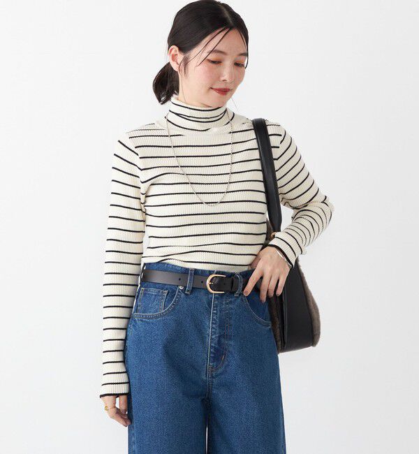 SHIPS Colors 「SHIPS Colors:〈手洗い可能〉ボーダー リブ タートルネック ニット◇」|ニット・セーター|