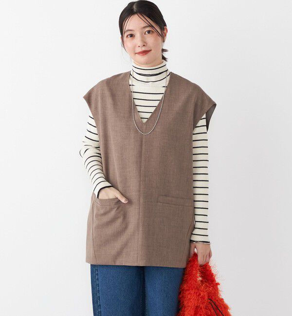 SHIPS Colors 「SHIPS Colors:〈手洗い可能〉ボーダー リブ タートルネック ニット◇」|ニット・セーター|