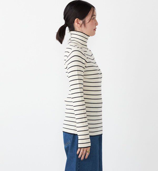 SHIPS Colors 「SHIPS Colors:〈手洗い可能〉ボーダー リブ タートルネック ニット◇」|ニット・セーター|