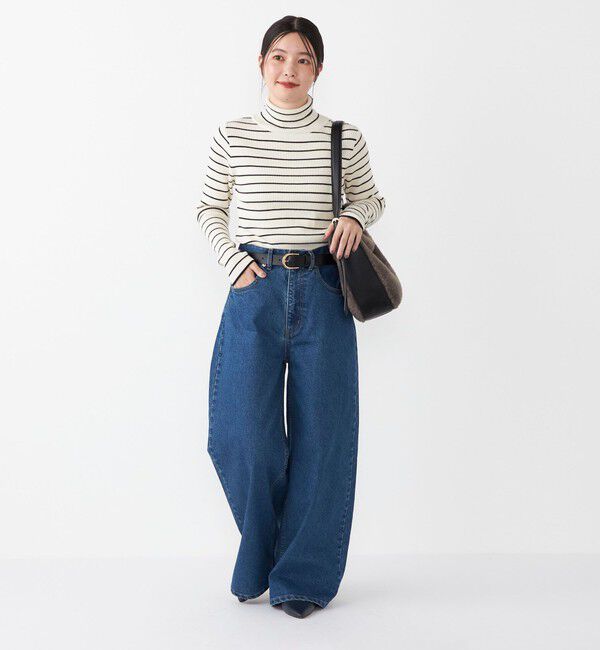 SHIPS Colors 「SHIPS Colors:〈手洗い可能〉ボーダー リブ タートルネック ニット◇」|ニット・セーター|