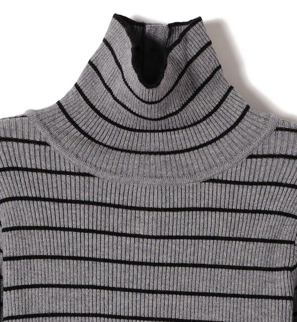SHIPS Colors 「SHIPS Colors:〈手洗い可能〉ボーダー リブ タートルネック ニット◇」|ニット・セーター|