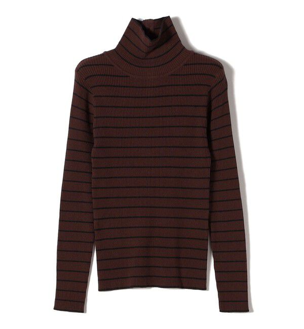 SHIPS Colors 「SHIPS Colors:〈手洗い可能〉ボーダー リブ タートルネック ニット◇」|ニット・セーター|ブラウン
