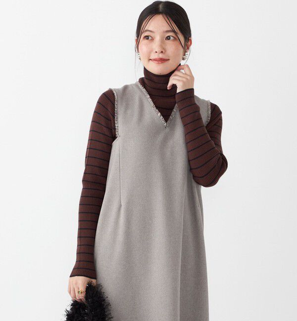 SHIPS Colors 「SHIPS Colors:〈手洗い可能〉ボーダー リブ タートルネック ニット◇」|ニット・セーター|