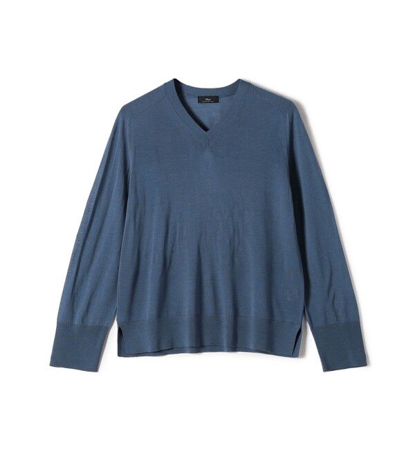 SHIPS for women「SHIPS Primary Navy Label:18G ZEGNA Vネック ニット」|ニット・セーター|ブルー