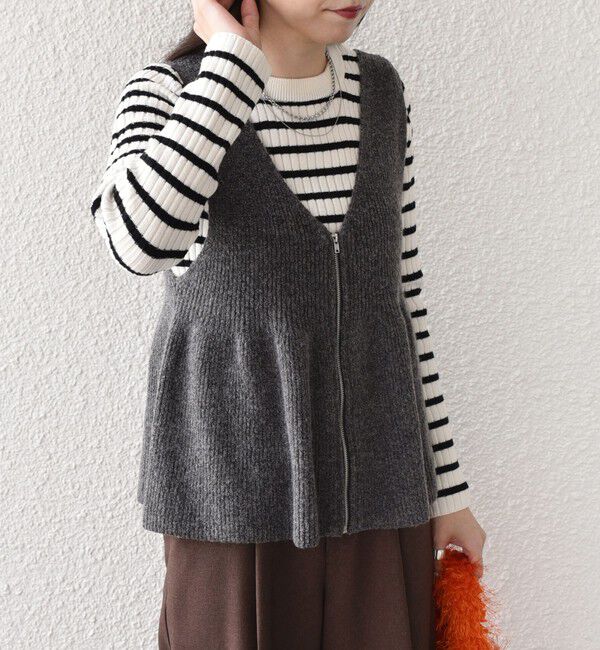 SHIPS Colors 「SHIPS Colors:〈手洗い可能〉ジップ ビスチェ &times; ボーダー ニット セット◇」|ニット・セーター|