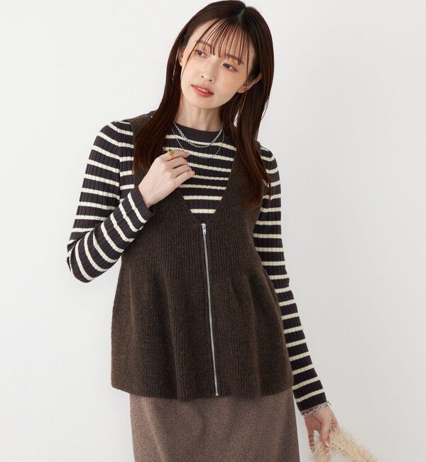 SHIPS Colors 「SHIPS Colors:〈手洗い可能〉ジップ ビスチェ &times; ボーダー ニット セット◇」|ニット・セーター|