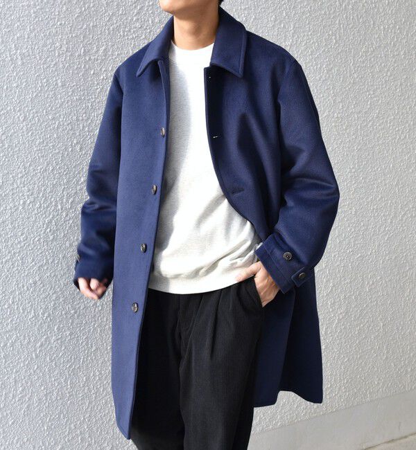 SHIPS any「SHIPS any: ウォーム メルトン ステンカラー コート◆」|ステンカラーコート|ネイビー