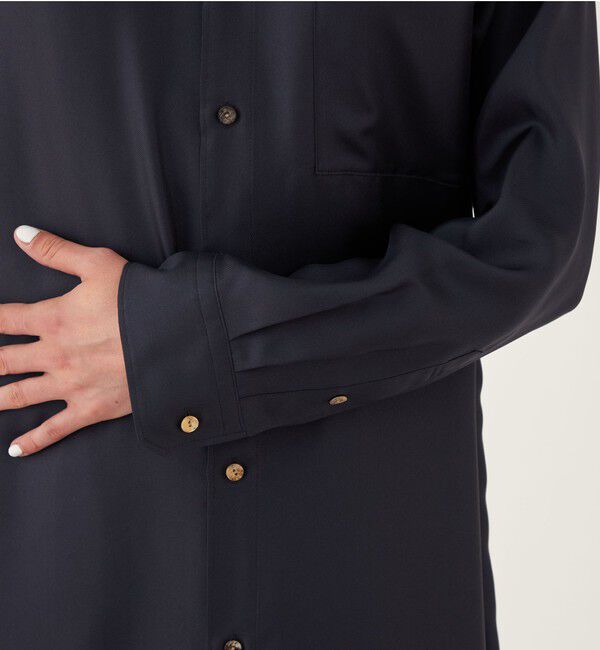 GALERIE VIE「シルクツイル バンドカラーシャツワンピース」|ワンピース|