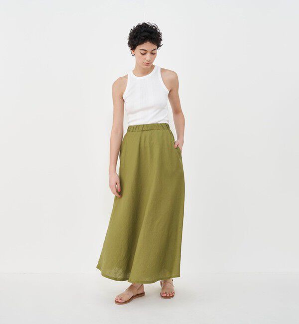 GALERIE VIE「リネンポプリン フレアマキシスカート」|フレア|