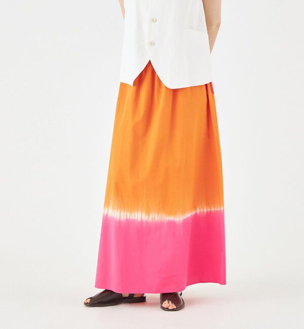 MACPHEE「ディップダイ ギャザーマキシスカート」|フレア|