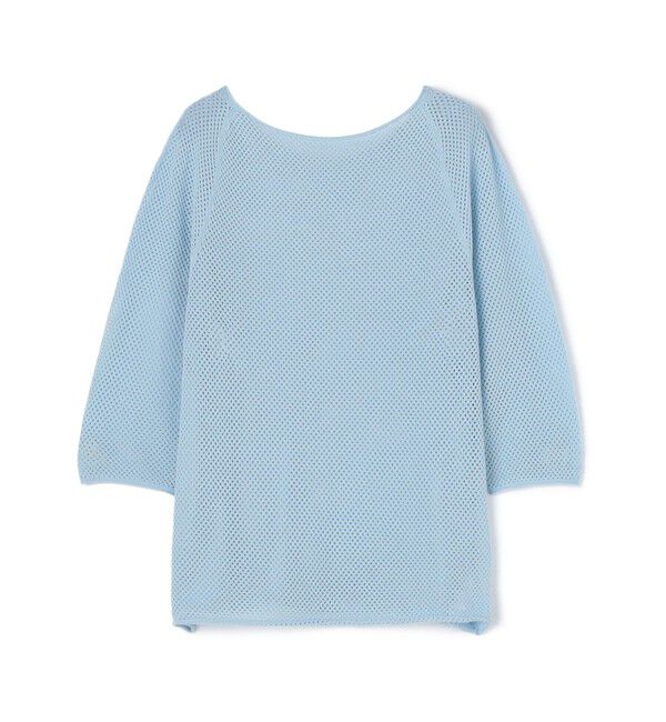 GALERIE VIE「クレープコットンメッシュ クルーネックプルオーバー」|ニット・セーター|61 ライトブルー