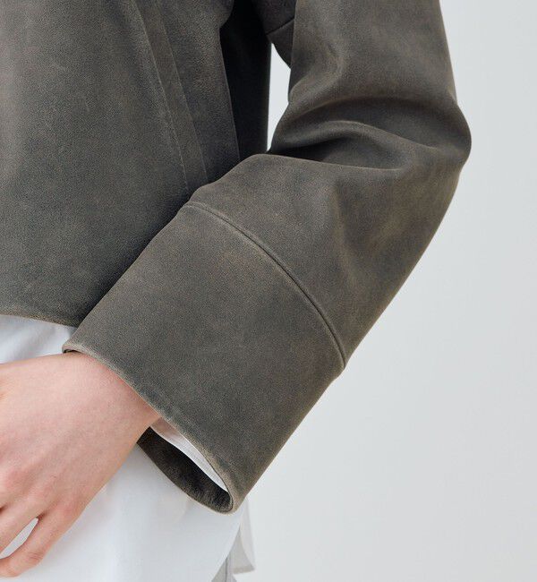 GALERIE VIE「ビンテージラムレザー サドルスリーブブルゾン」|ブルゾン・スタジャン|