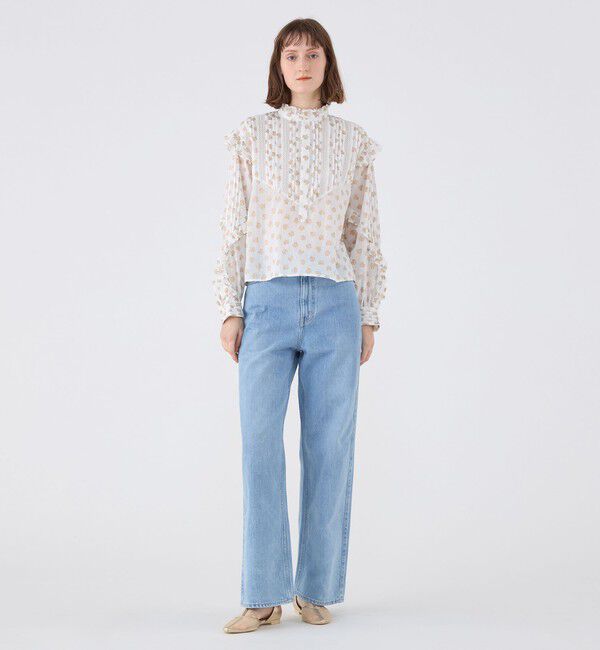 SOULEIADO「コットンボイルプリント ピンタックフリルブラウス」|シャツ・ブラウス|