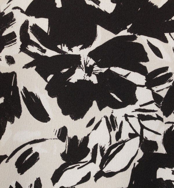 Ballsey「モノクロームフラワープリント スキッパーカラーワンピース」|ワンピース|