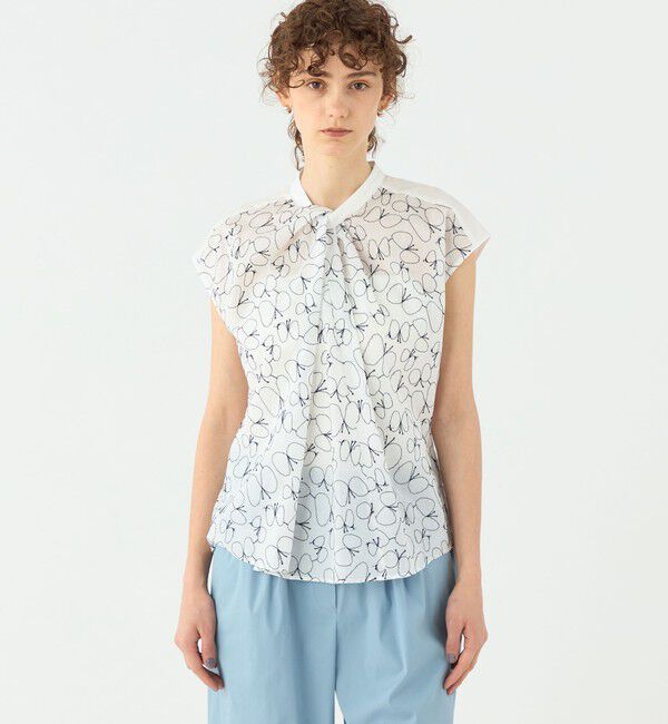 TOMORROWLAND collection「バタフライエンブロイダリー タックドレープブラウス」|シャツ・ブラウス|