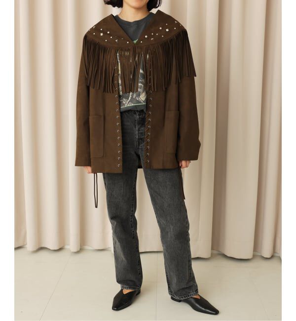  「SUEDE-LIKE LACEUP JACKET」|ノーカラージャケット|
